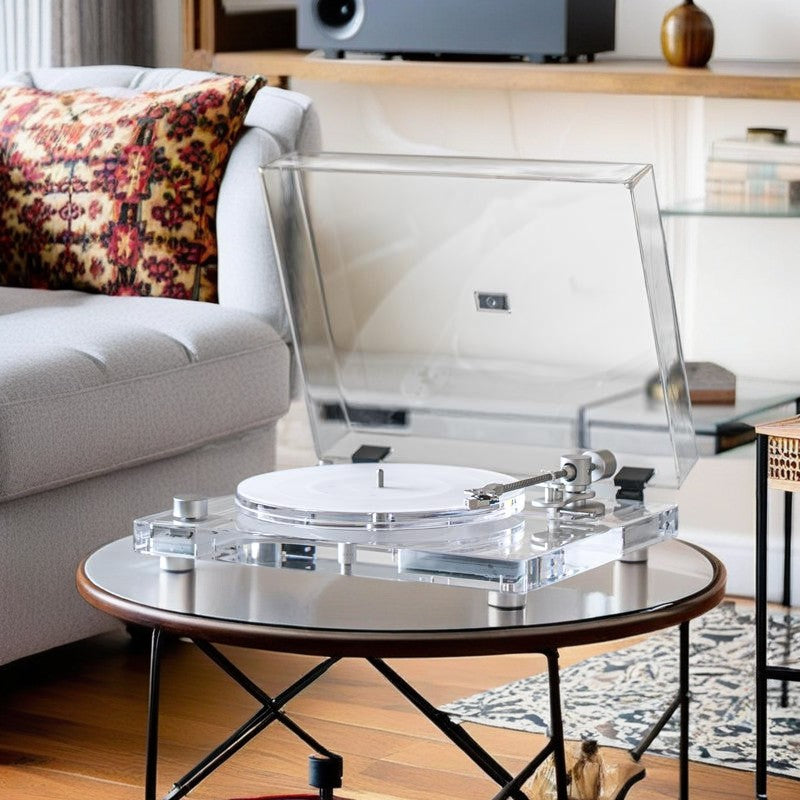 Cost-effective transparent acrylic turntable player