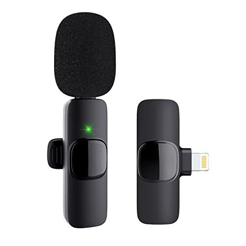 Wireless Microphone for iPhone Microphone for Video Recording Mini Lapel Lavalier Podcast Tiny Cordless Lav Portable YouTube Professional External Interview Clip On Microphone Wireless