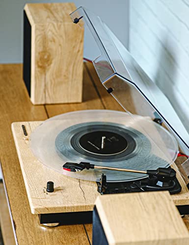 Crosley CR6043A-NA Brio Bluetooth Turntable Shelf System with Included Speakers, Natural