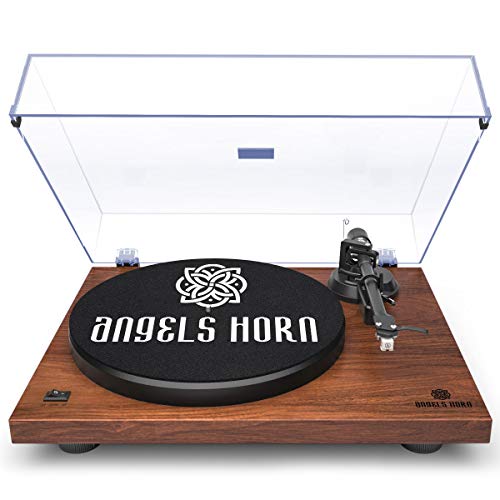 ANGELS HORN Turntable, Vinyl Record Player, Built-in Phono Preamp, Belt Drive 2-Speed, Adjustable Counterweight, AT-3600L (Upgraded Bluetooth Version)