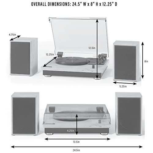 Crosley CR6043A-NA Brio Bluetooth Turntable Shelf System with Included Speakers, Natural