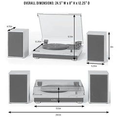 Crosley CR6043A-NA Brio Bluetooth Turntable Shelf System with Included Speakers, Natural