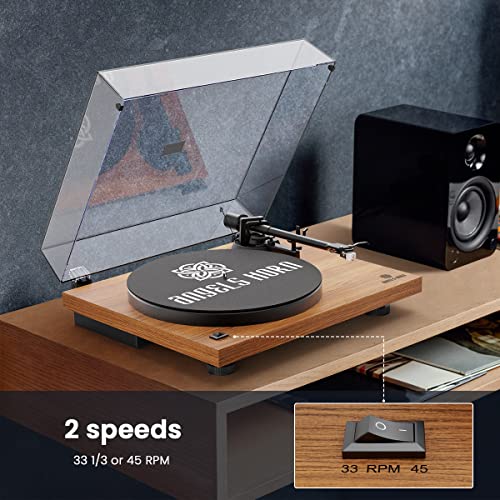 ANGELS HORN Turntable, Vinyl Record Player, Built-in Phono Preamp, Belt Drive 2-Speed, Adjustable Counterweight, AT-3600L (Upgraded Bluetooth Version)